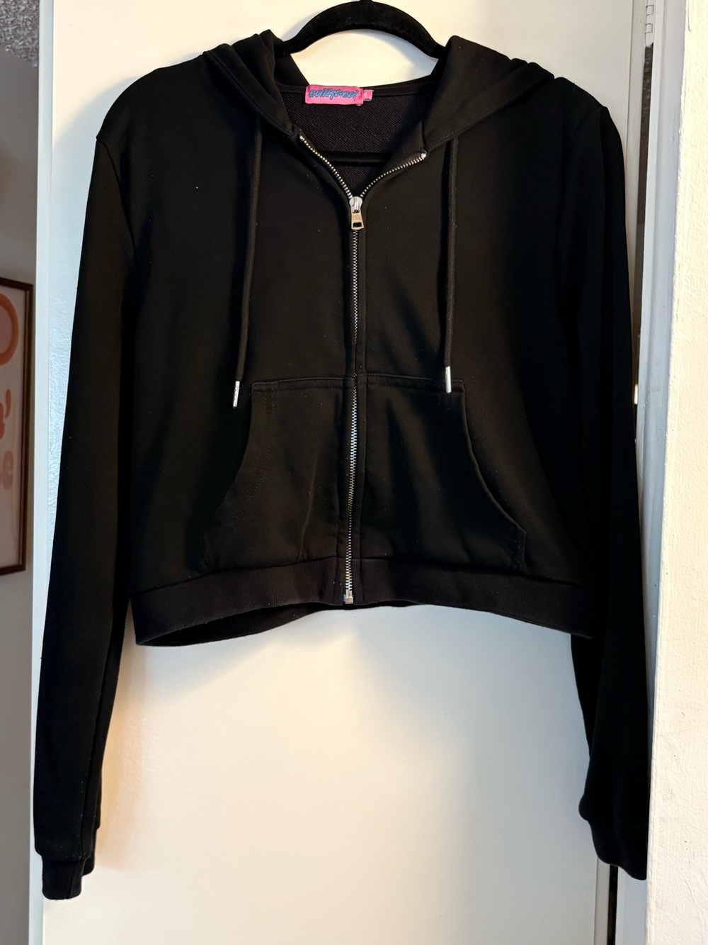 Edikted Black Zip Up Hoodie Y2K Fitted Jacket XL